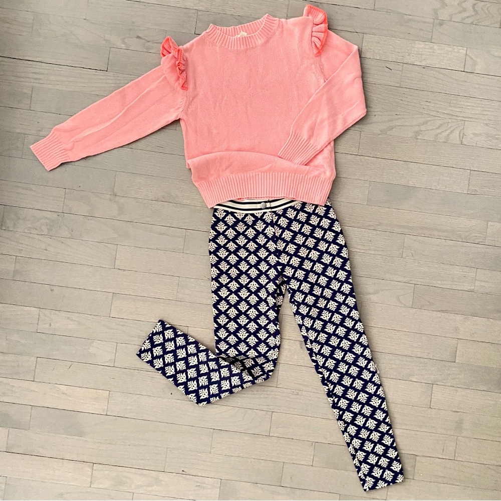 Crewcuts sweater and cotton/spandex leggings girls size 10